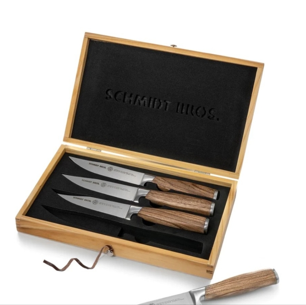 Schmidt Bros. 4pc Zebra wood handle Steak Knife Set